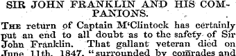 SIR JOHN FRANKLIN AND HIS COMPANIONS. Th...