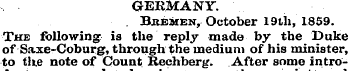 GERMANY.. Buemen, October 19th, 1859. Th...