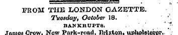 FROM THE LONDON GAZETTE. Tuesday, Octobe...