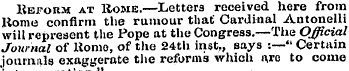 Reform at Rome.—Letters received here fr...