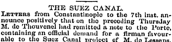 THE SUEZ CANAL. Letters from Constantino...