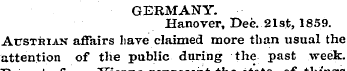 GERMANY. Hanover, Dec. 21st, 1859. Austr...