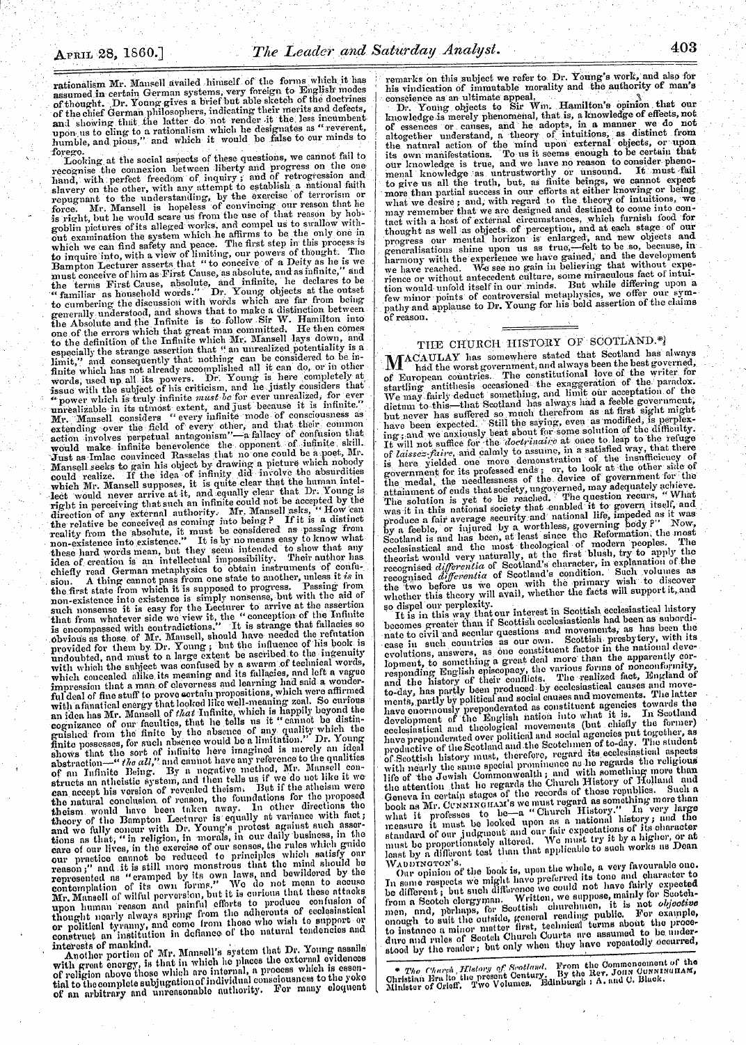 Leader (1850-1860): jS F Y, 2nd edition - The Pjlovlnclj: Of Reason. * Fe W Works ...