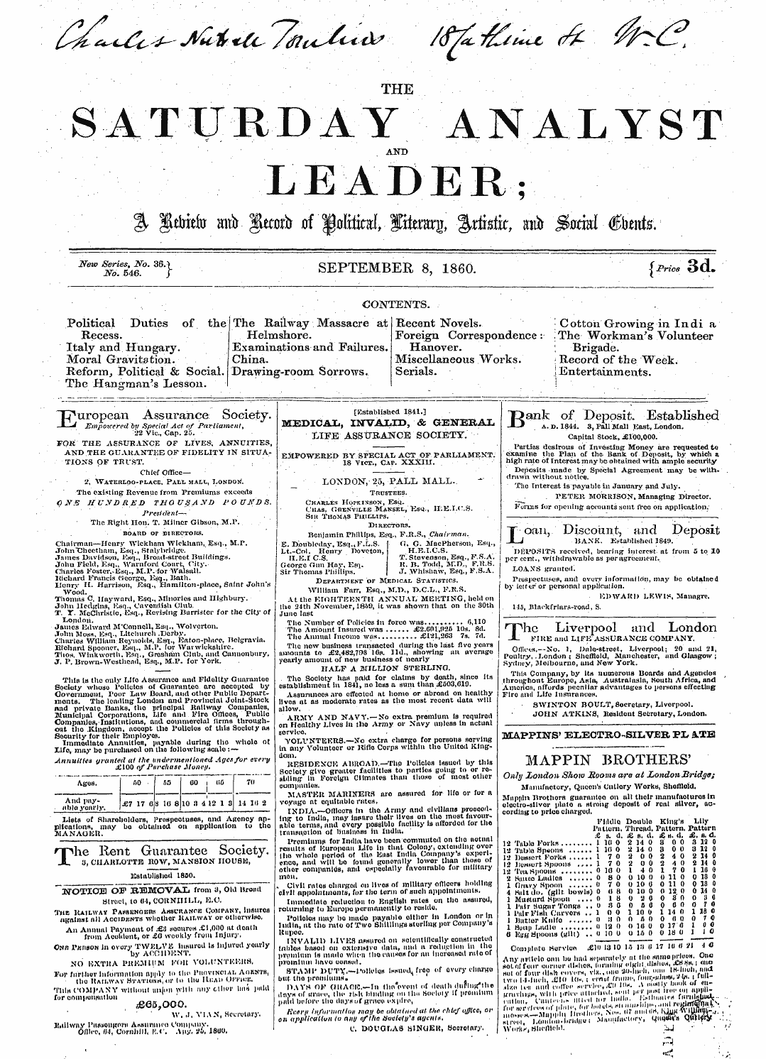 Leader (1850-1860): jS F Y, 2nd edition - The Saturday Analyst • - ¦ ' ¦ ' ¦ ¦ ' '...