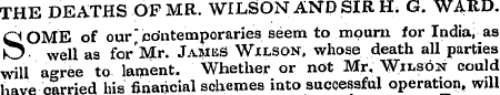 THE DEATHS OF MR. WILSON AND SIR H. G. W...