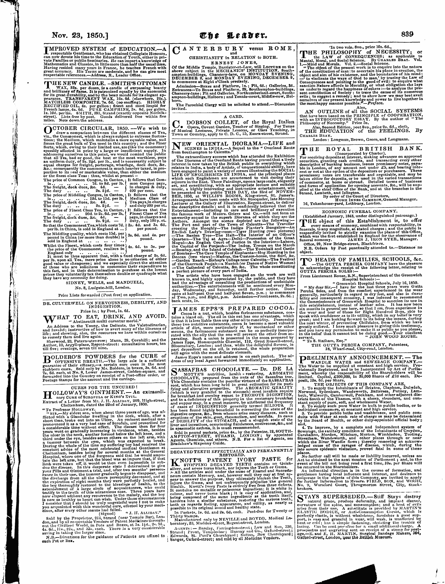 Leader (1850-1860): jS F Y, Town edition - Untitled Ad