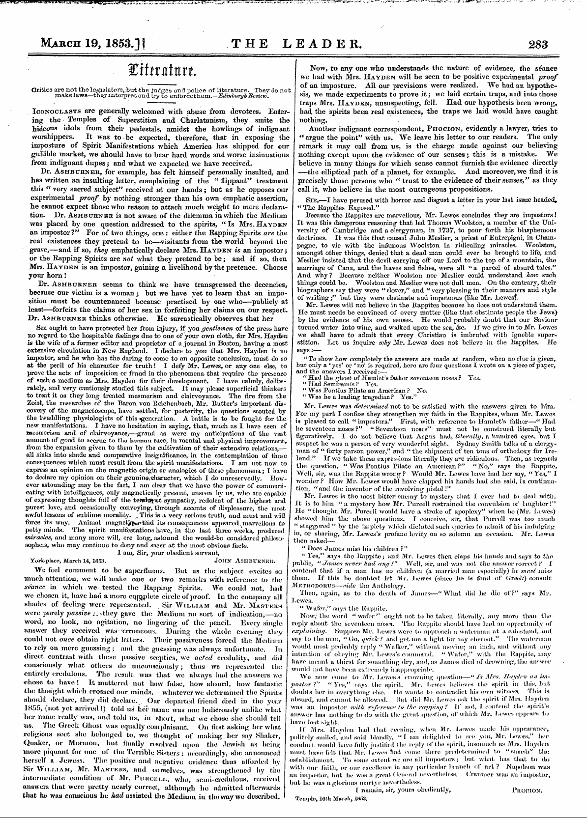 Leader (1850-1860): jS F Y, 1st edition - %Ttttatntt.