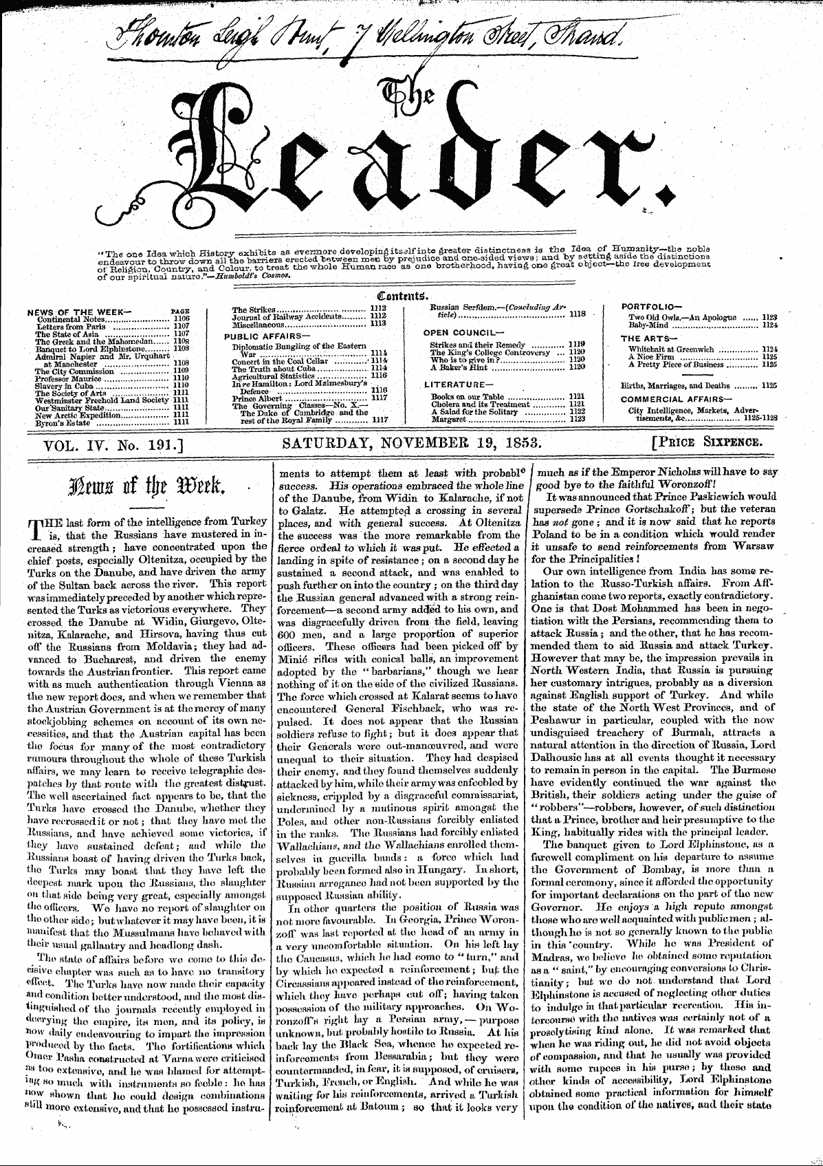 Leader (1850-1860): jS F Y, Town edition - Mmiif The Wttk