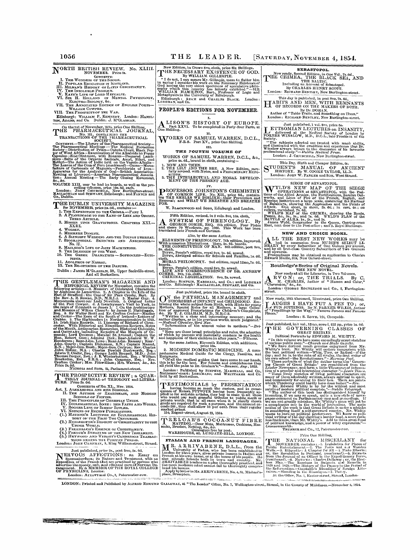 Leader (1850-1860): jS F Y, Town edition - Untitled Ad