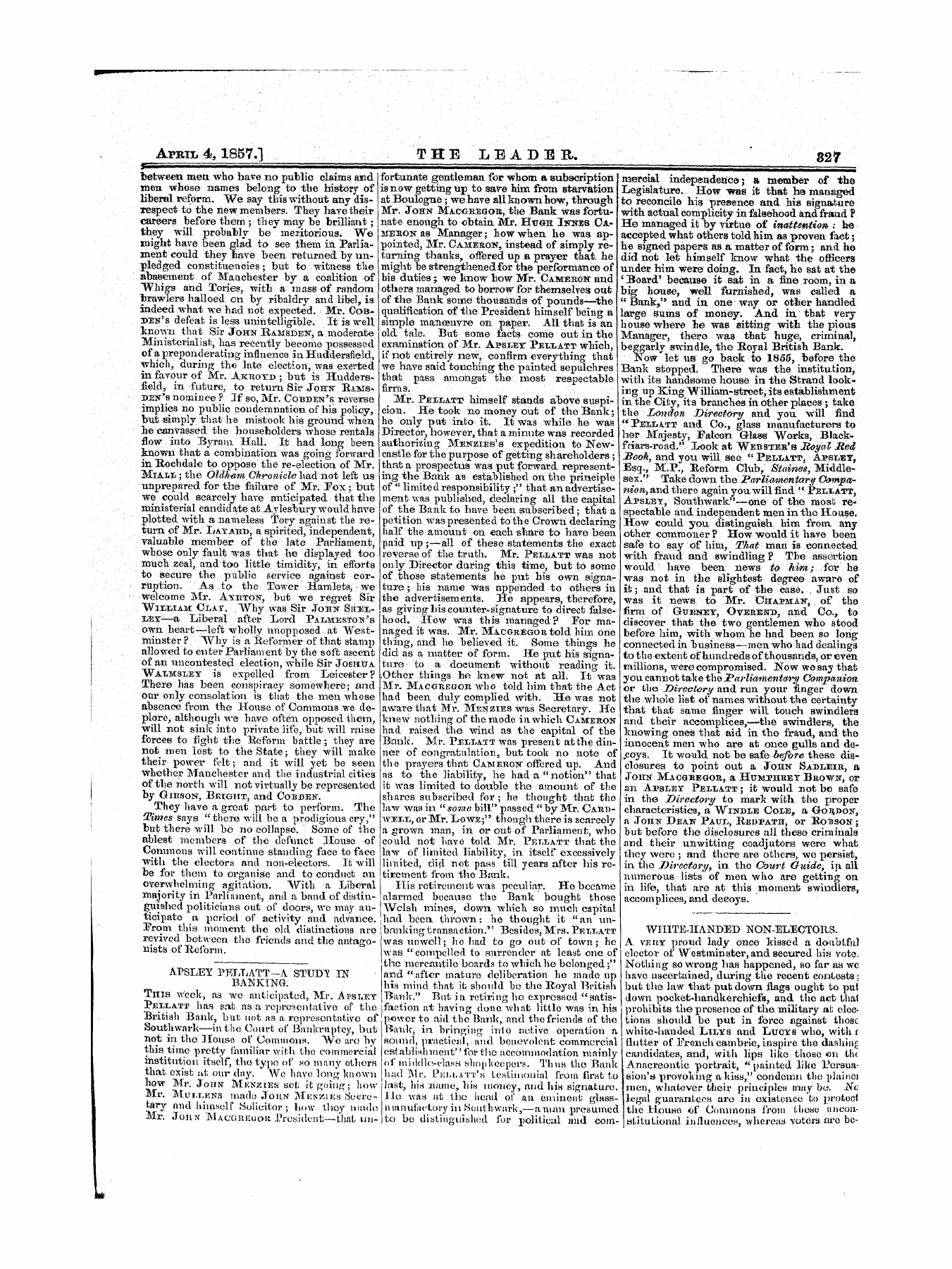 Leader (1850-1860): jS F Y, 1st edition - Apsley Prllatt—A Studt In Banking.