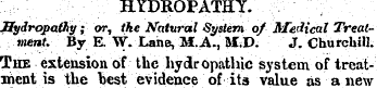 HYDROPATHY. Hydropathyr; or, the Natural...