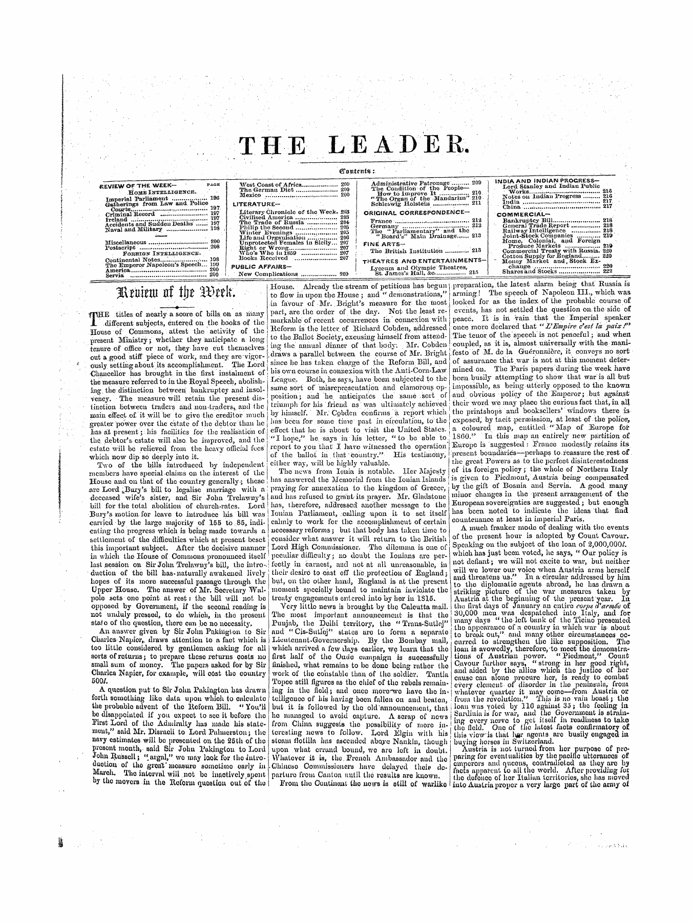 Leader (1850-1860): jS F Y, 1st edition - Ctaiitcnfss: