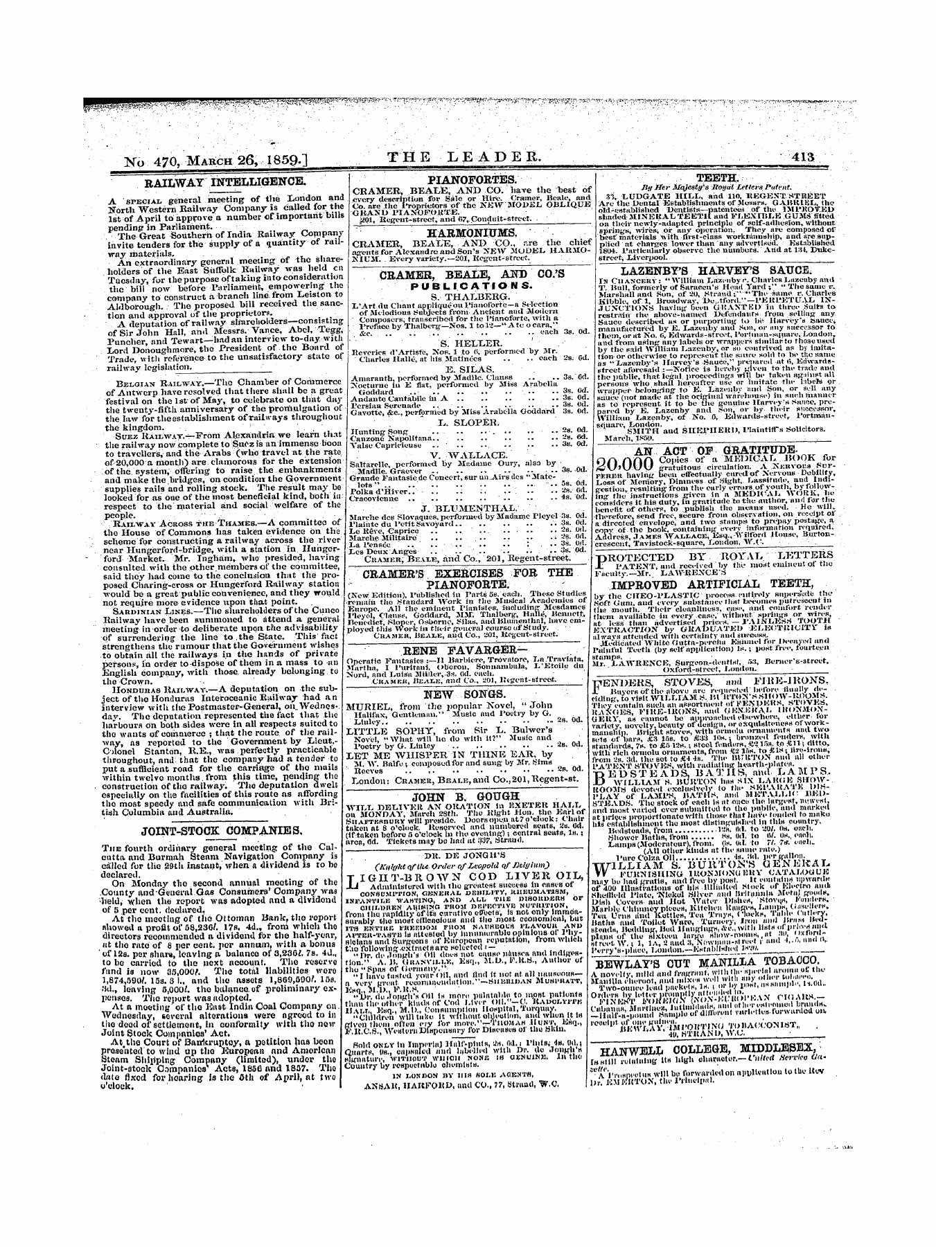 Leader (1850-1860): jS F Y, 1st edition - Pianofortes.