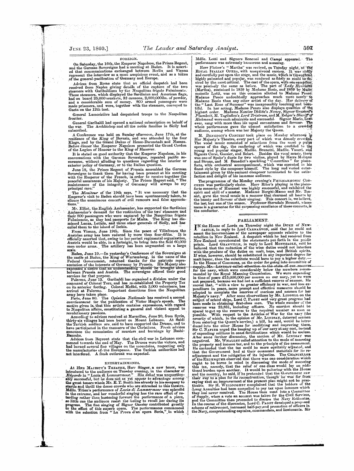 Leader (1850-1860): jS F Y, 1st edition - Parliament.