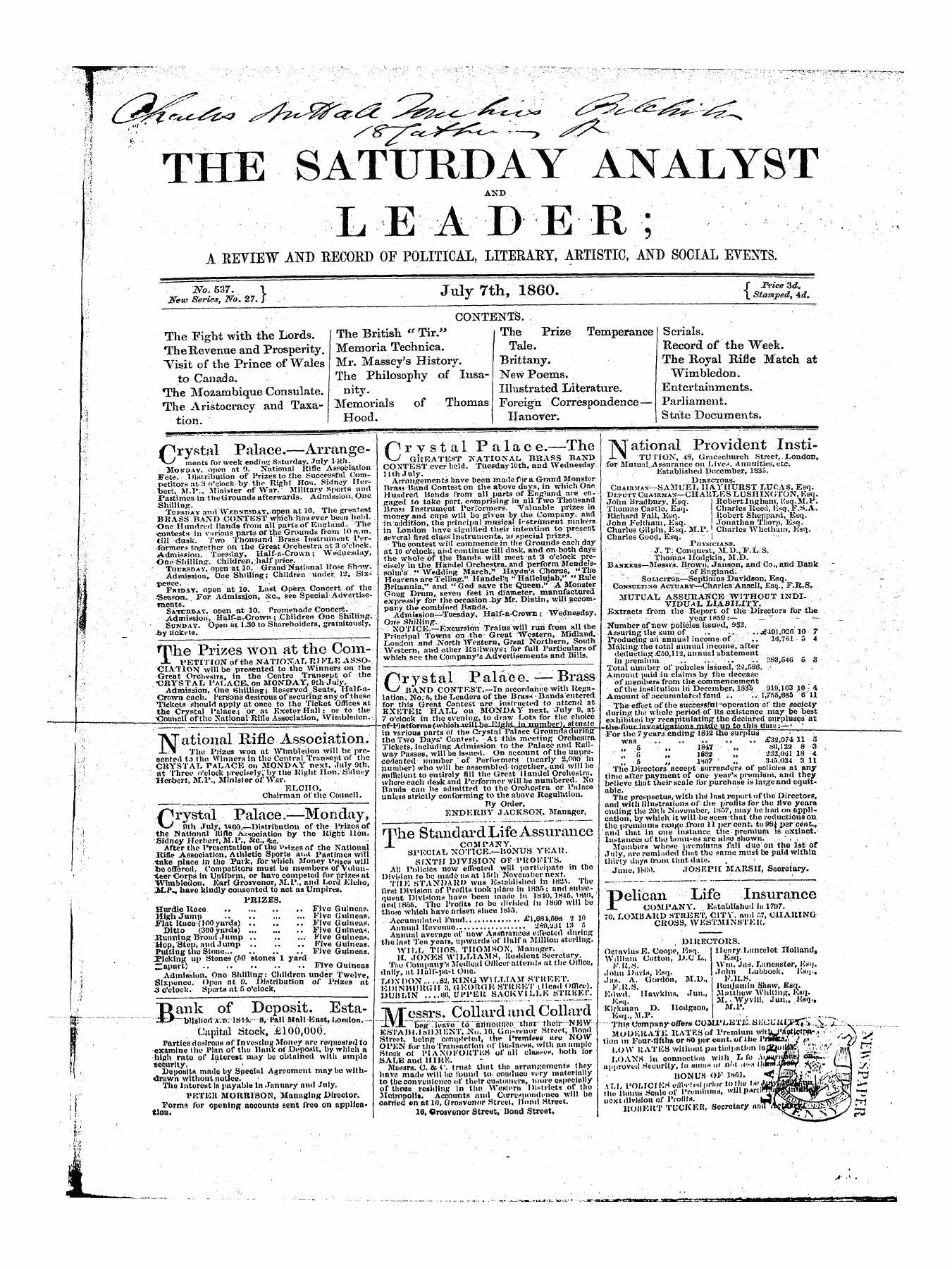 Leader (1850-1860): jS F Y, 1st edition: 1