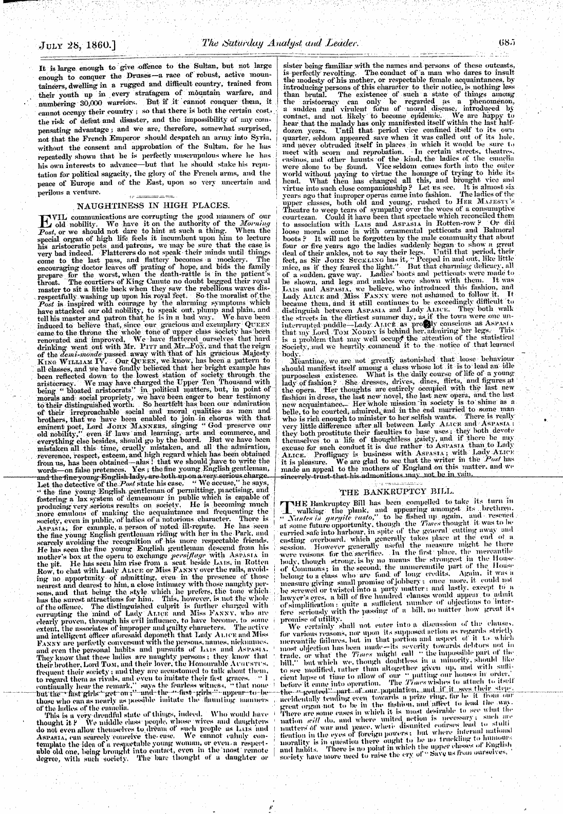 Leader (1850-1860): jS F Y, 1st edition - The Bankruptcy Bill.