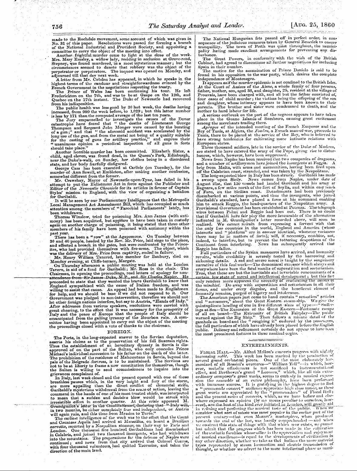 Leader (1850-1860): jS F Y, 1st edition - Foreign.