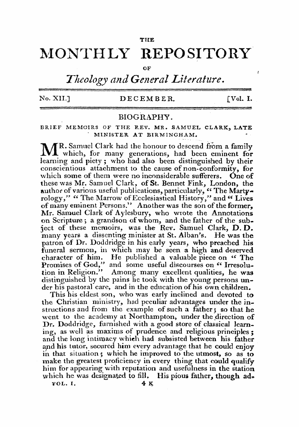 Monthly Repository (1806-1838) and Unitarian Chronicle (1832-1833)