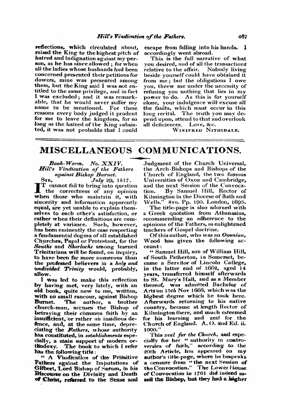 Monthly Repository (1806-1838) and Unitarian Chronicle (1832-1833): F Y, 1st edition - Miscellaneous Communications.