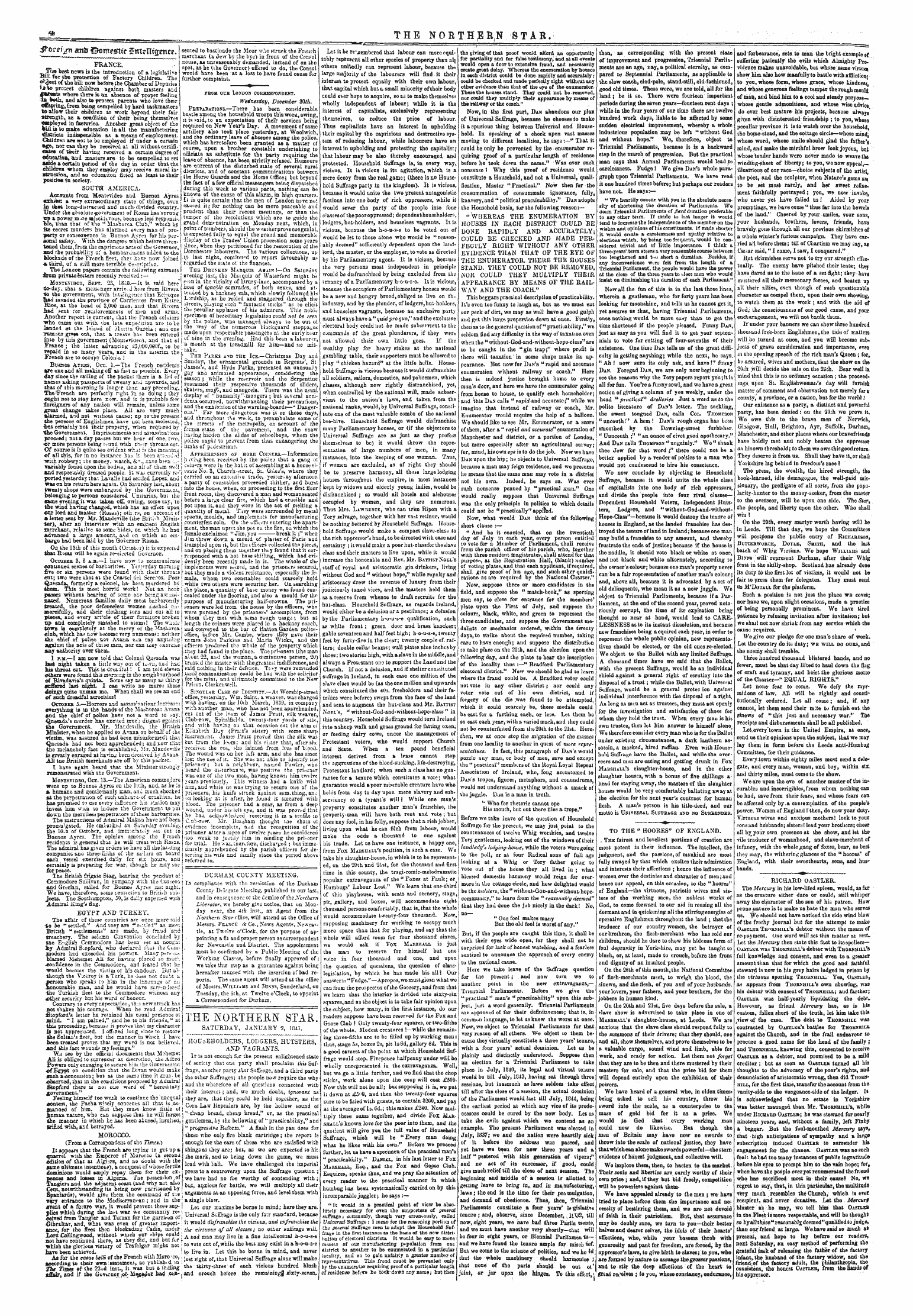 Northern Star (1837-1852): jS F Y, 2nd edition - The Jn T Okthek]S T Star. Saturday, January 2, 1841.