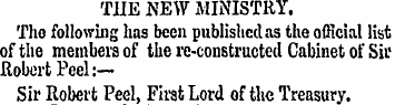 TUE NEW MINISTRY. Tho folio whig has bee...