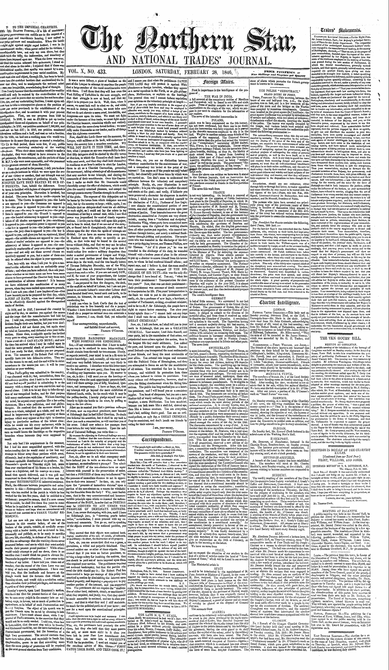 Northern Star (1837-1852): jS F Y, 2nd edition - Am) National Trades' Journal.