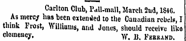 Carlton Club, Pall-mall, March 2nd, 1840...