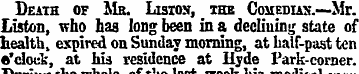 Death of Mb. Lisioji, the Comedias.—Mr. ...