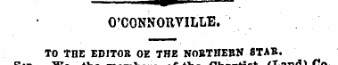 ™^ O'CONNORVILLE. TO THE EDITOR OE THE N...