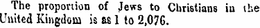The proportion of Jews to Christians iu ...