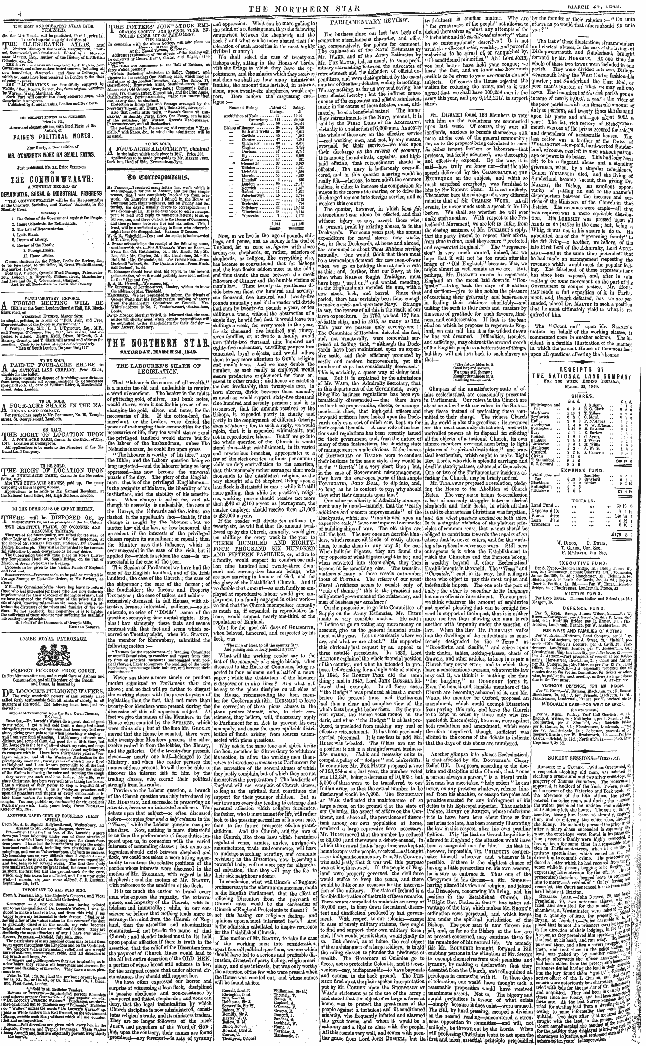 Northern Star (1837-1852): jS F Y, 2nd edition - The Labourer's Share Of Legislation.