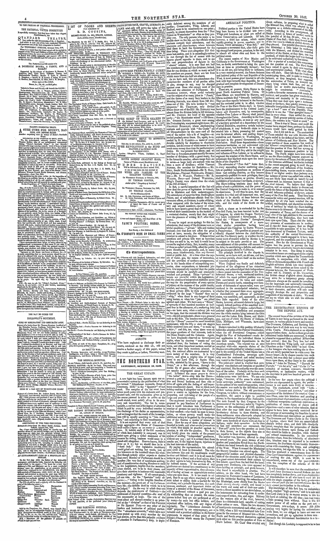 Northern Star (1837-1852): jS F Y, 2nd edition - The Northern Star. Satuuoay, October 30, Ts49.