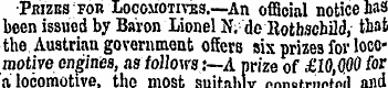 •Phizes'for Locomotives.—An official not...