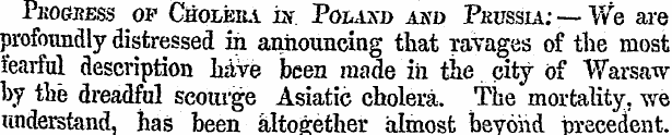 Progress op Cholera in. Poland axd Pruss...