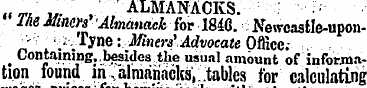 tm «• . ALMANACKS. : The Miners'Almanack...