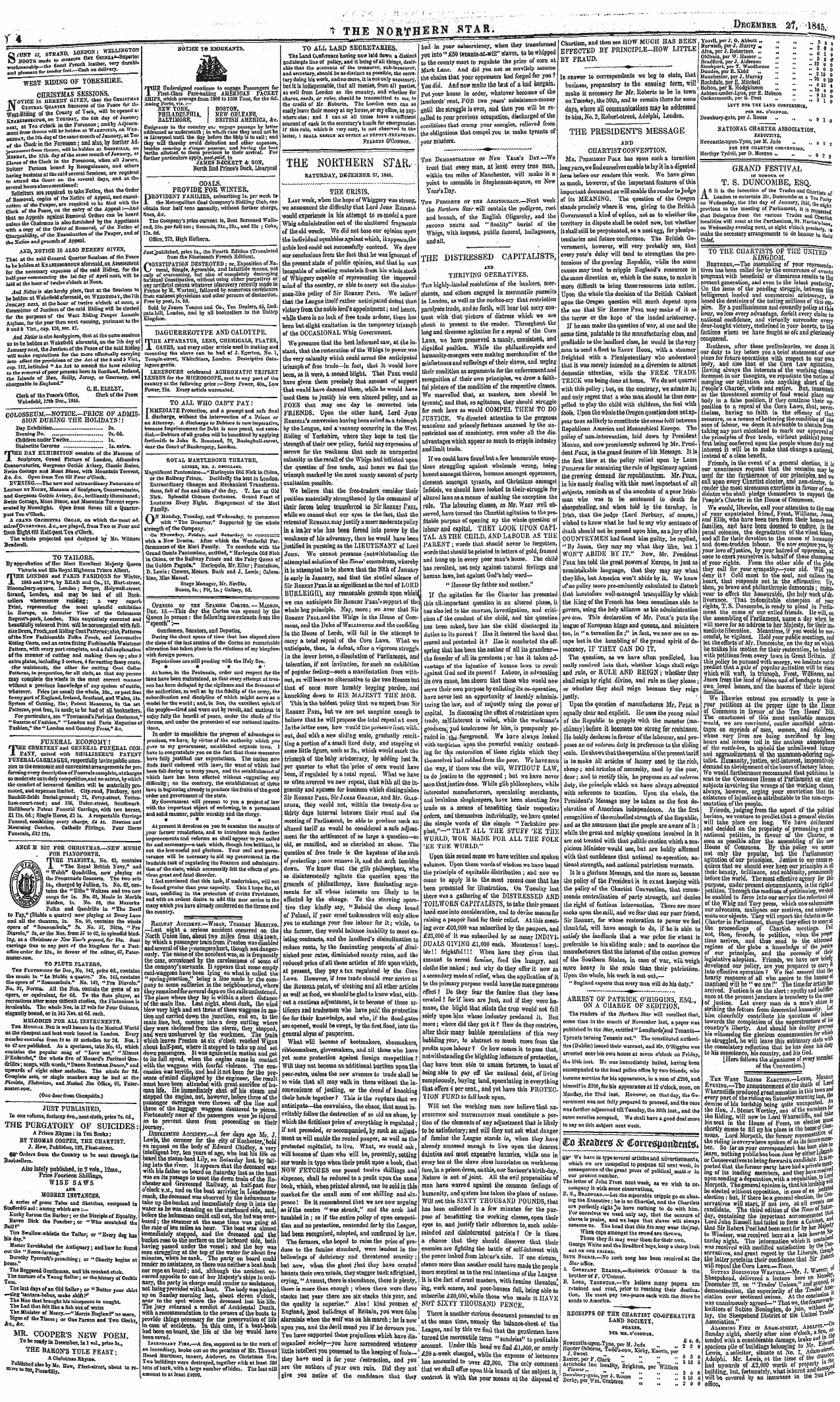 Northern Star (1837-1852): jS F Y, 3rd edition - Ad00421