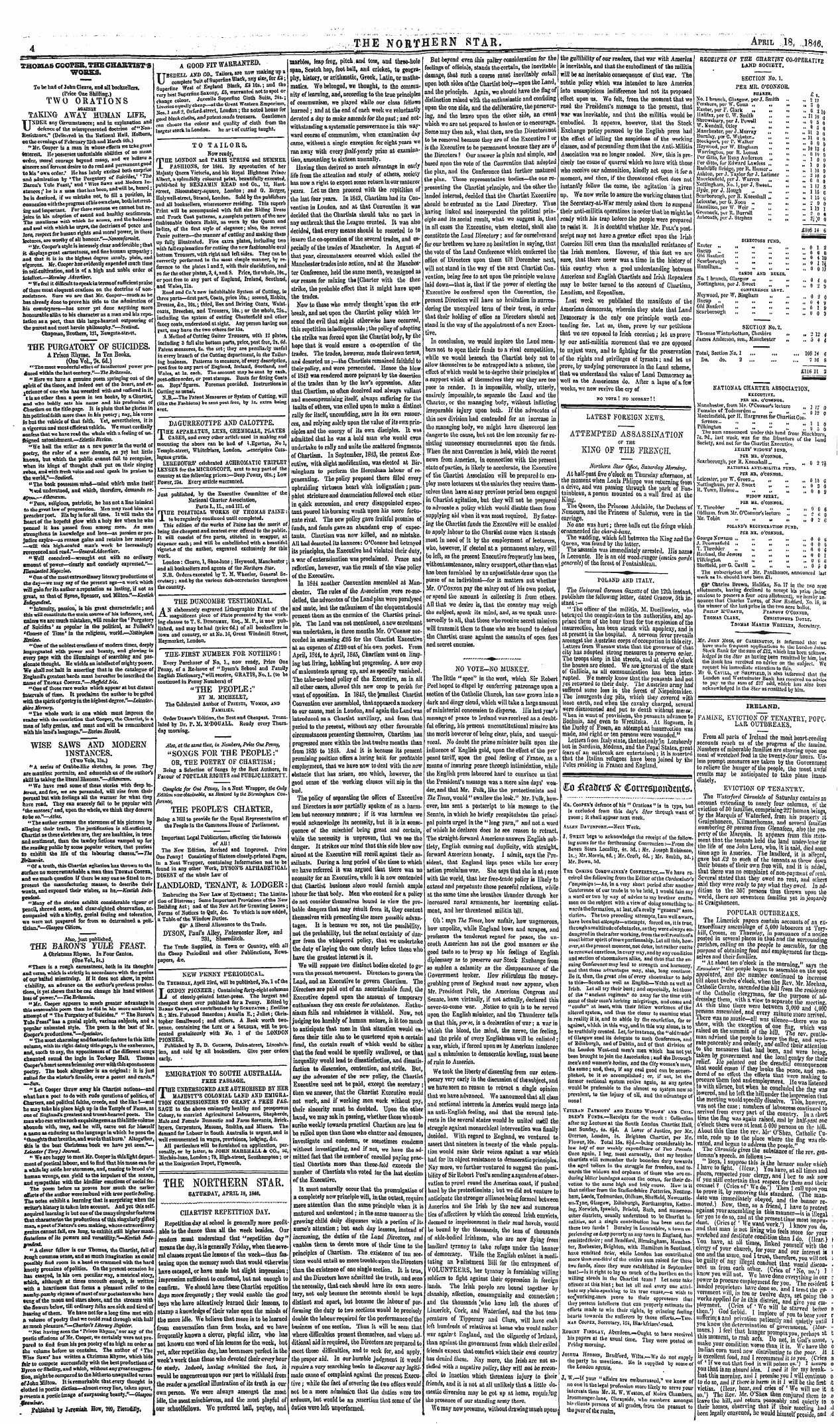 Northern Star (1837-1852): jS F Y, 3rd edition - Ad00412
