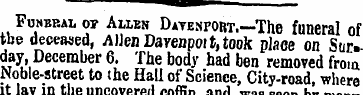 Funeral ot Allen Davenport. -- The funer...