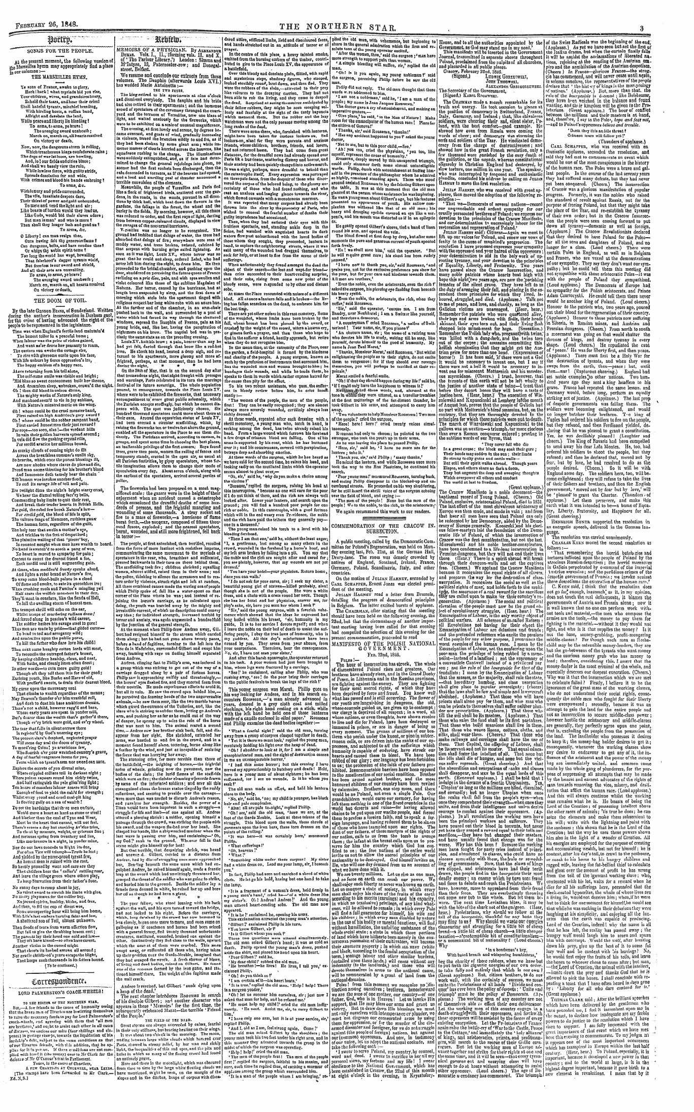 Northern Star (1837-1852): jS F Y, 3rd edition - Memoirs Of A Physician. By Albxaxdisb Du...