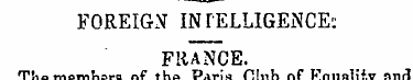 FOREIGN INTELLIGENCE: FRANCE. Tbe member...