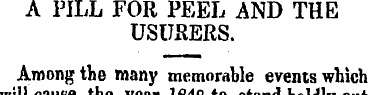 A PILL FOR PEEL AND THE USURERS. Among t...