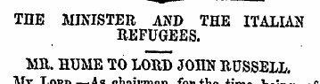 THE MINISTER AND THE ITALIAN REFUGEES. M...