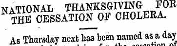 NATIONAL THANKSGIVING FOR THE CESSATION ...