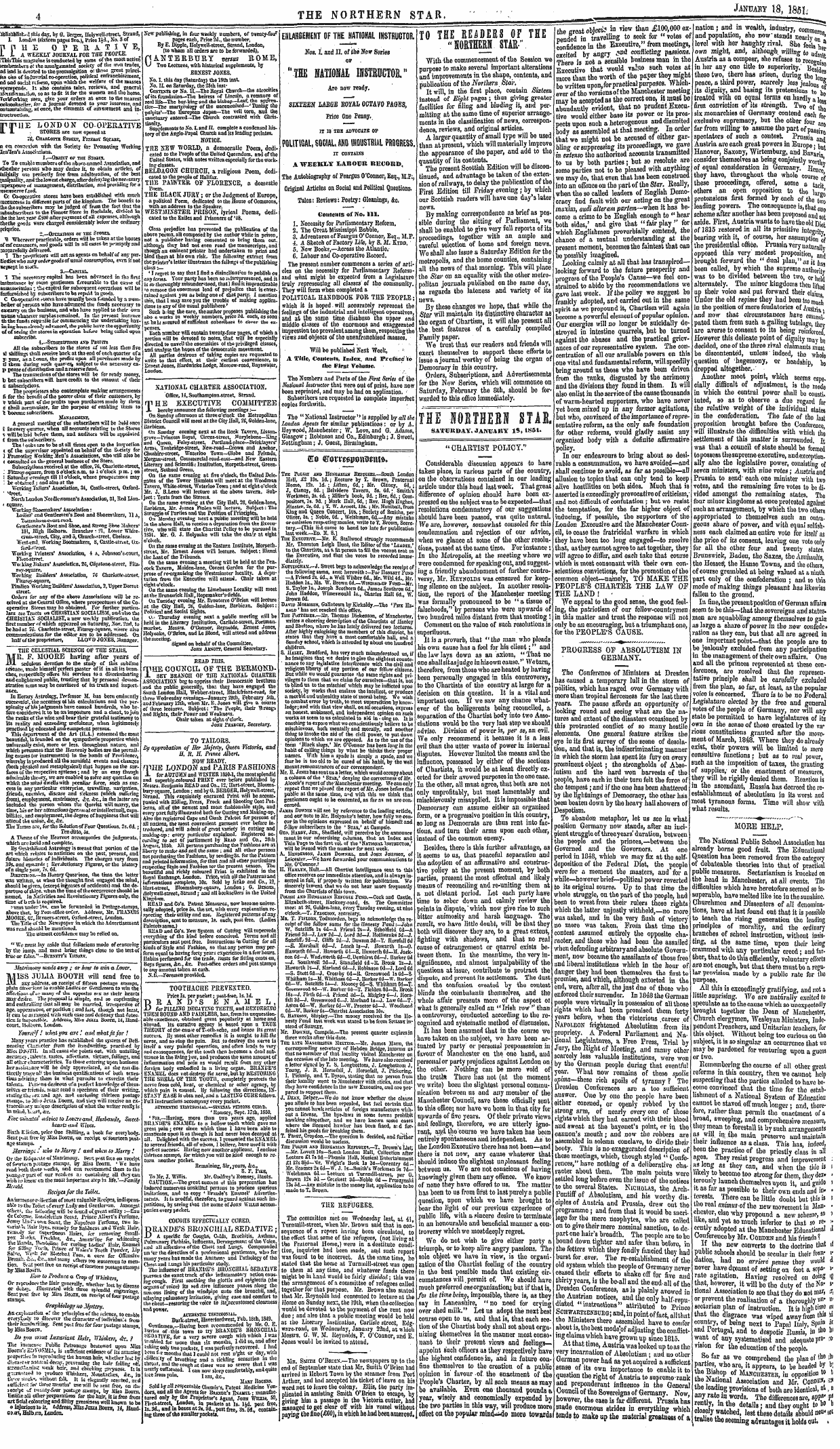 Northern Star (1837-1852): jS F Y, 3rd edition - Ad00420