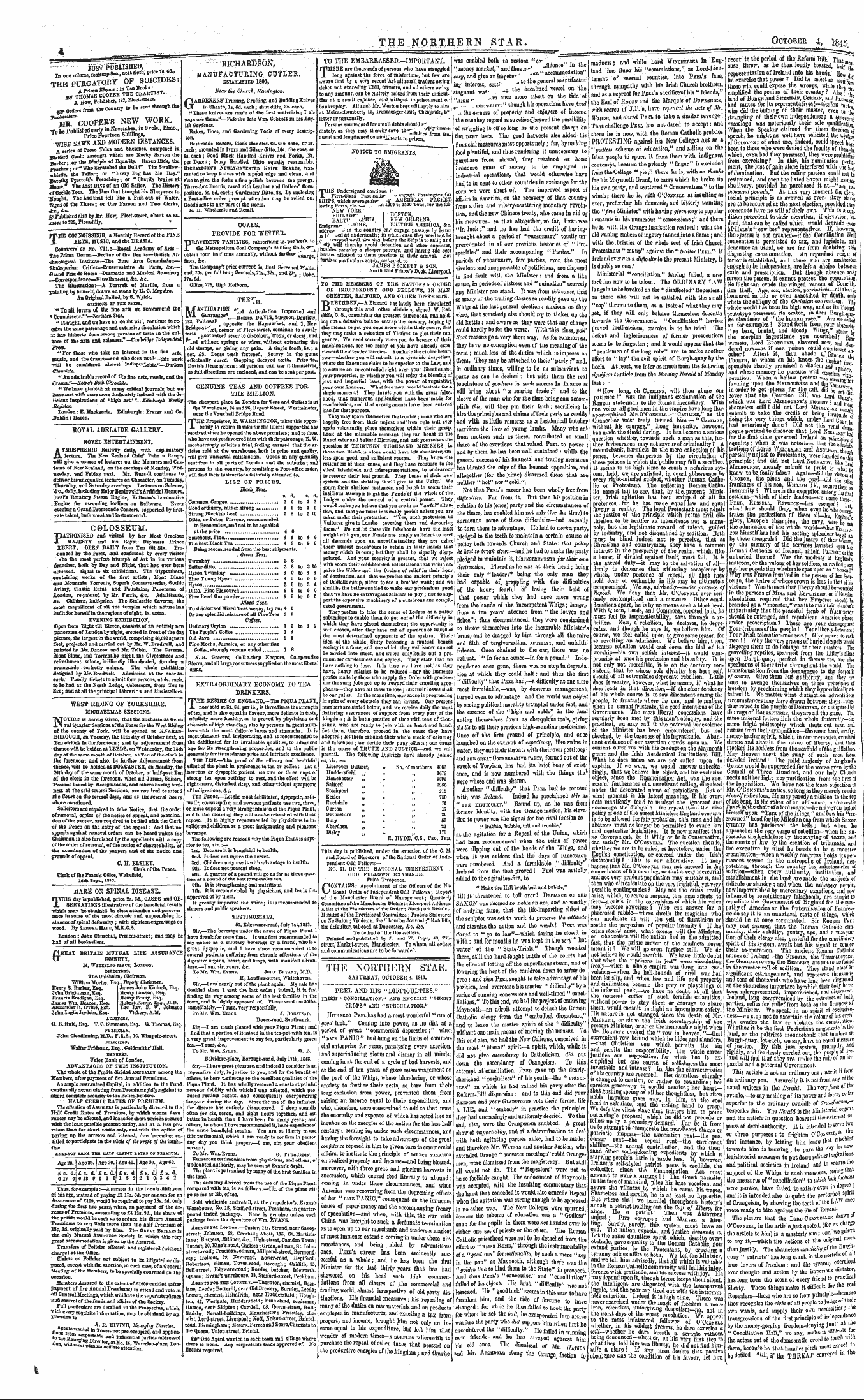 Northern Star (1837-1852): jS F Y, 4th edition - Ad00419