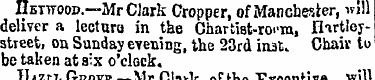 Hetwood.—Mr Clark Cropper, of Manchester...