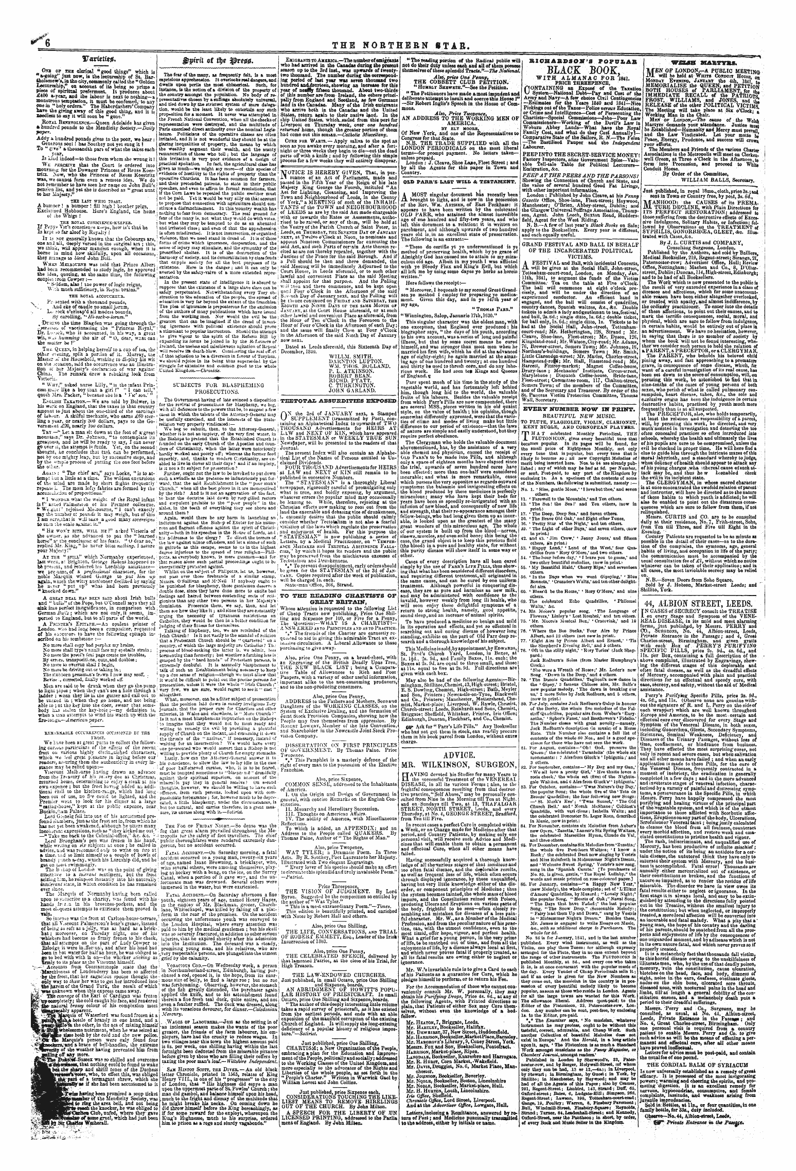 Northern Star (1837-1852): jS F Y, 1st edition - G&Gt;Prrtt Ot Tye Iam#.