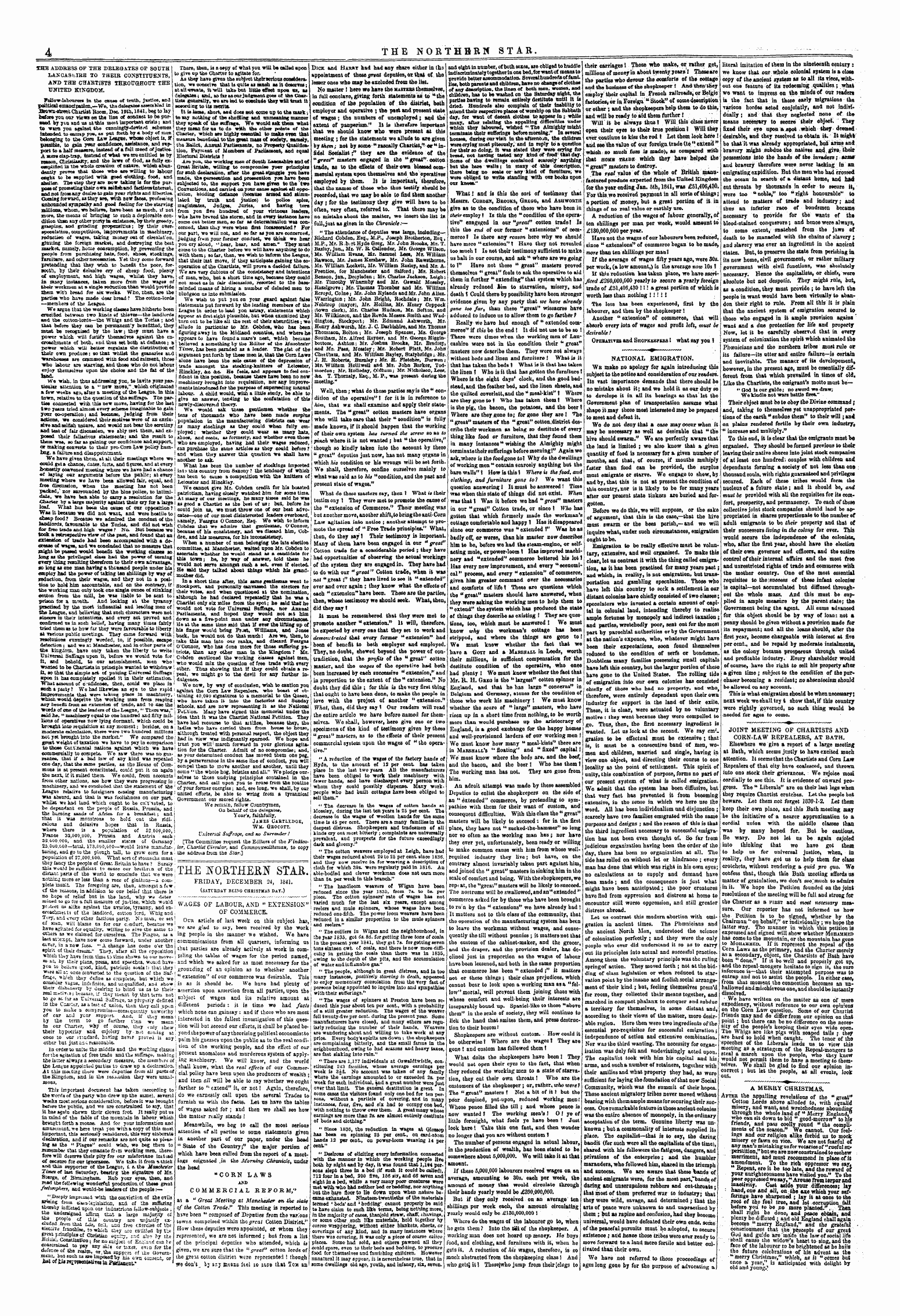 Northern Star (1837-1852): jS F Y, 1st edition - The ]\ 0rthebh Stae Friday, December 24, 1841. (Saturday Being Chhistmas Dat.)