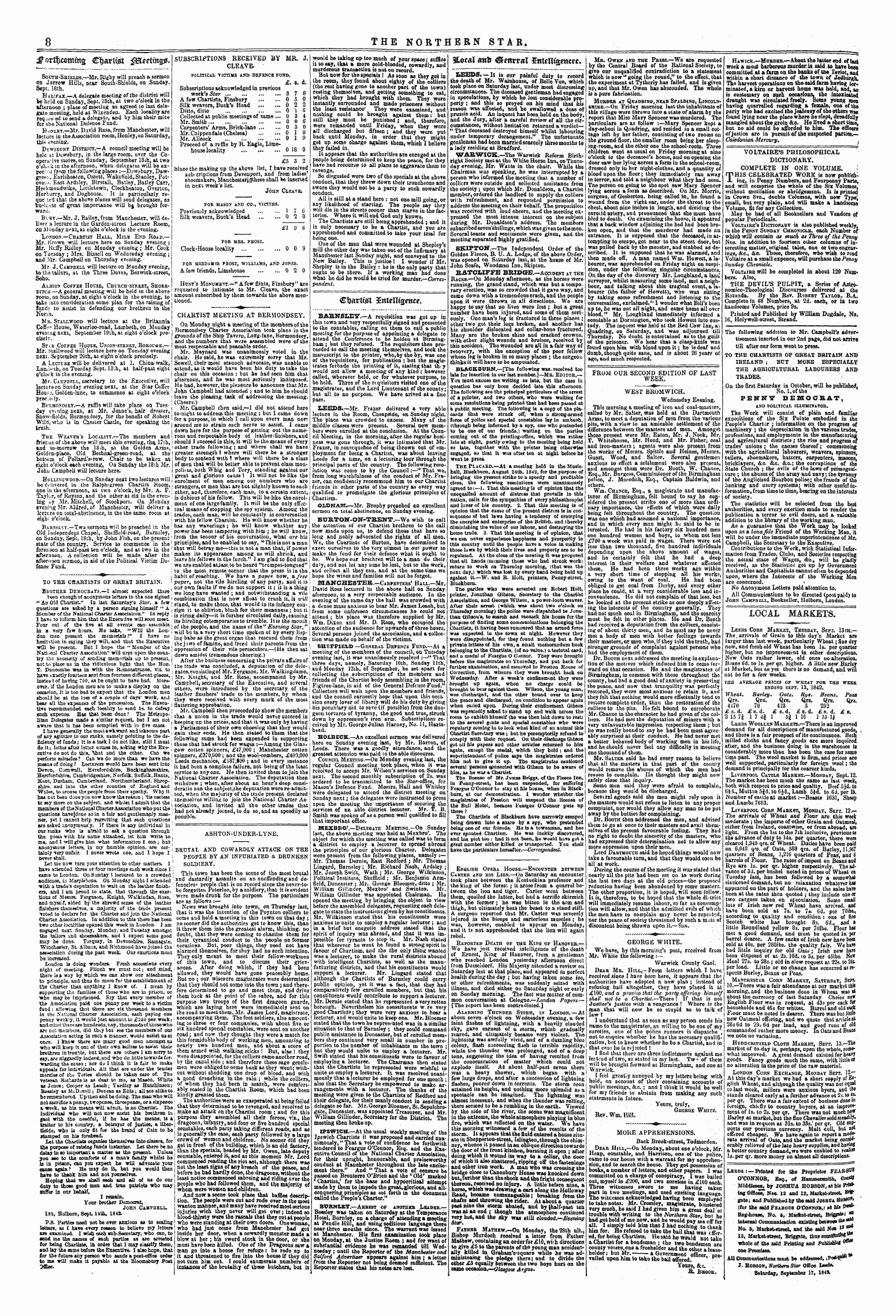 Northern Star (1837-1852): jS F Y, 1st edition - 3f$Rt!)Commg; C^Artt ' St $&Eetin&