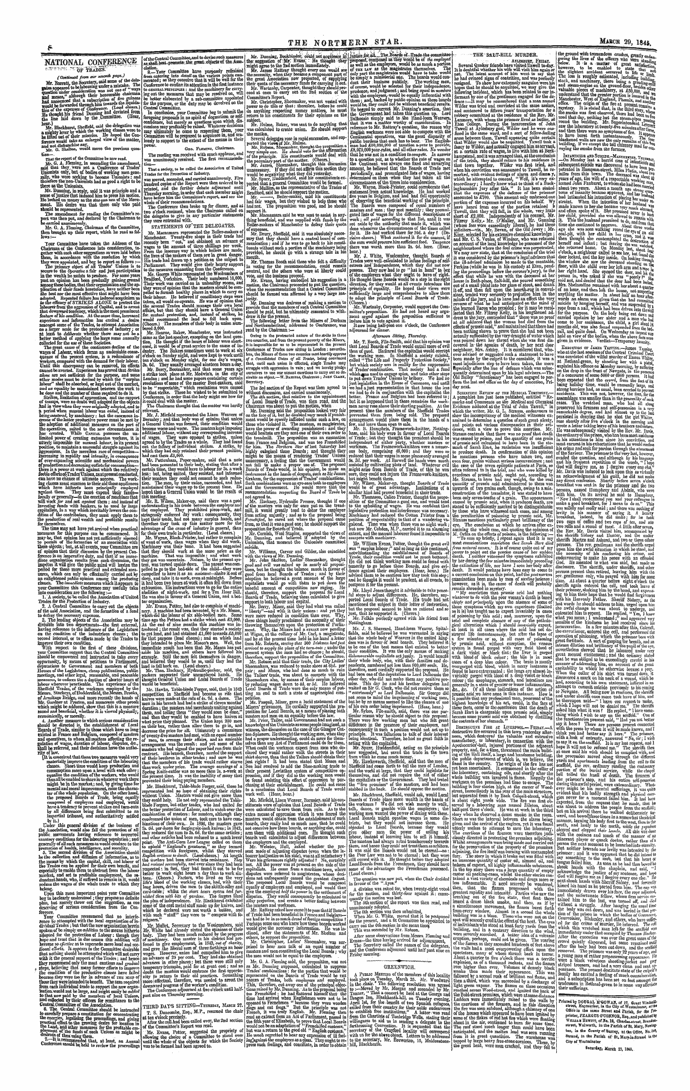 Northern Star (1837-1852): jS F Y, 1st edition - Greenwich.